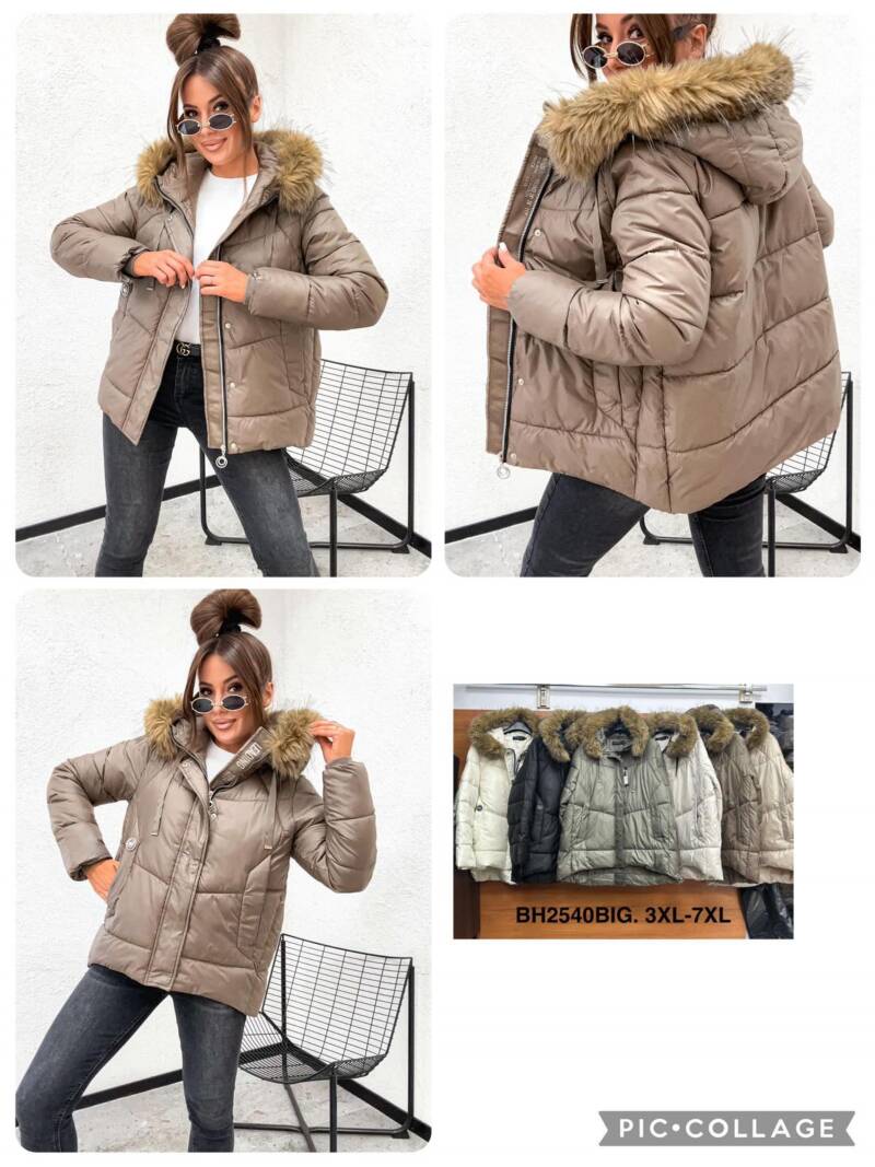 Kurtki damskie zimowe Roz 3XL-7XL, 1 Kolor Paczka 5 szt